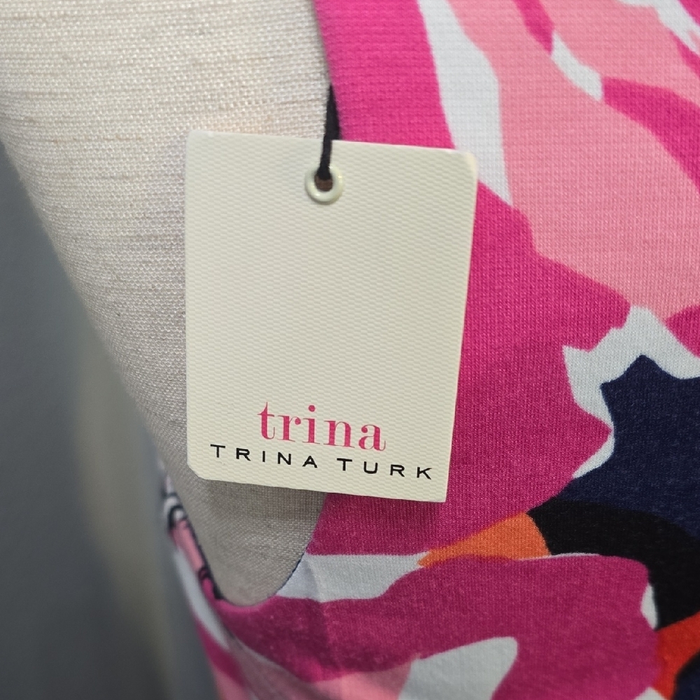 Trina Turk Pink Scoop Neck Fit and Flare Mini Dress - Picture 2 of 4